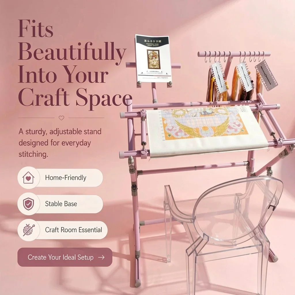 Adjustable Aluminum Cross Stitch Stand Embroidery Frame Holder Phone Holder Thread Rack Scroll Frame Support DIY Needlework