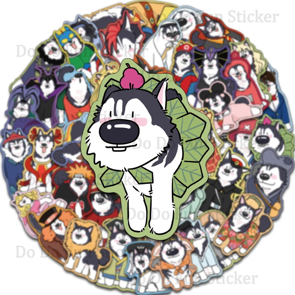 50PCS Cartoon Funny Husky Role-Playing Graffiti Stickers Waterproof PVC Animated Character Art Decoration Scrapbook Cup Phone