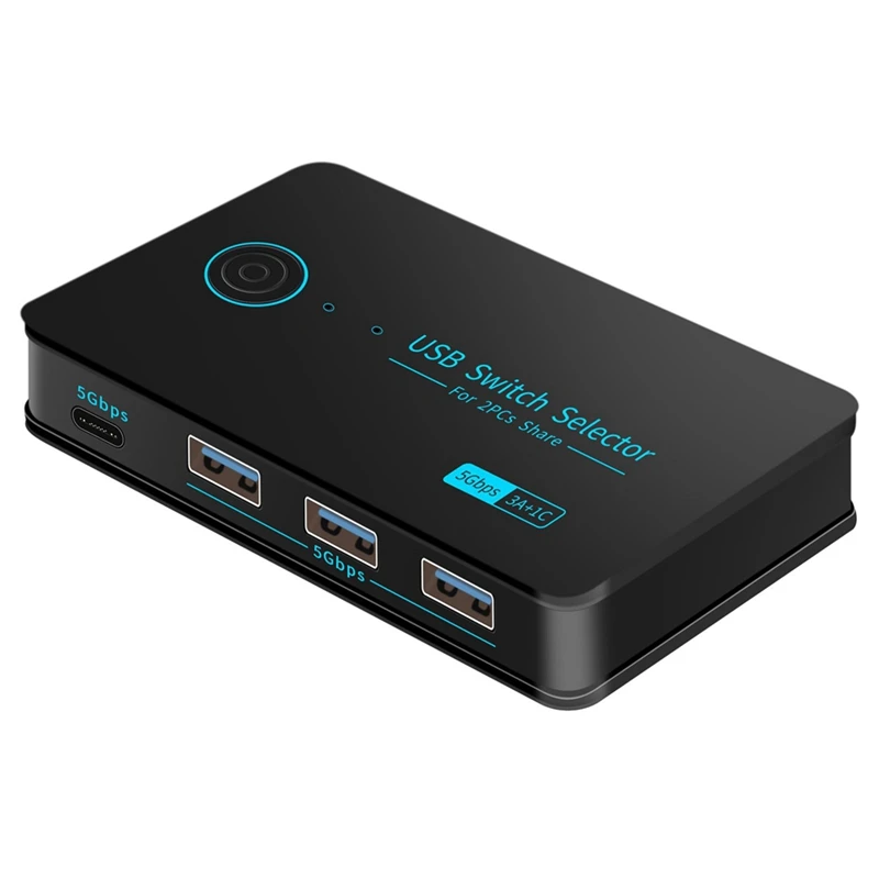 

USB-переключатель 2 компьютера KVM-переключатель USB 3.0 Селектор коммутатора 4 порта (3USB3.0 + 1 USB-C) Концентратор Устройства общего доступа Принтер Сканер