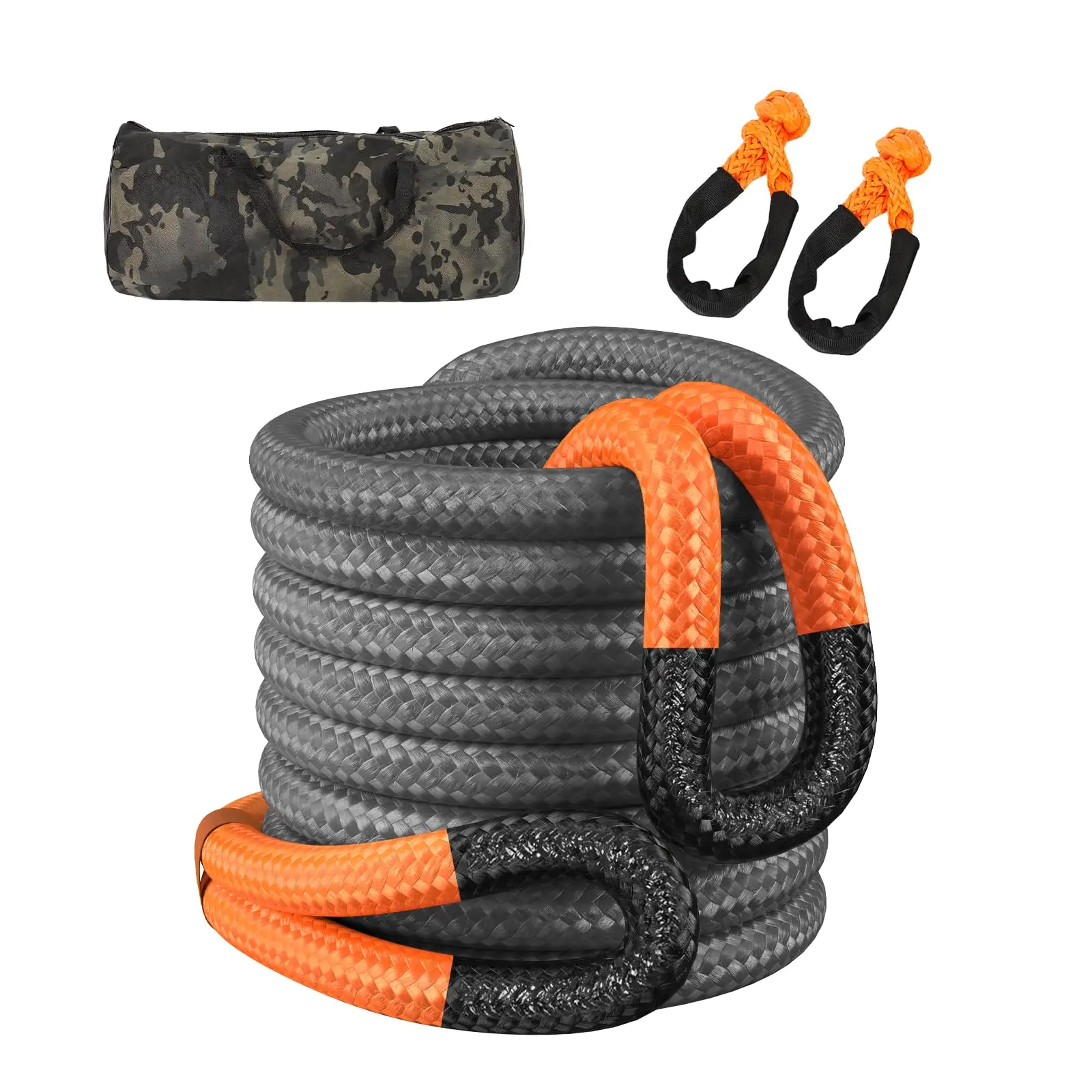

Heavy Duty 30 Ft 1-1/8 Inch Kinetic Snatch Strap With 2 Soft Shackles For Truck SUV UTV ATV Tractor Jeep Towing Recovery