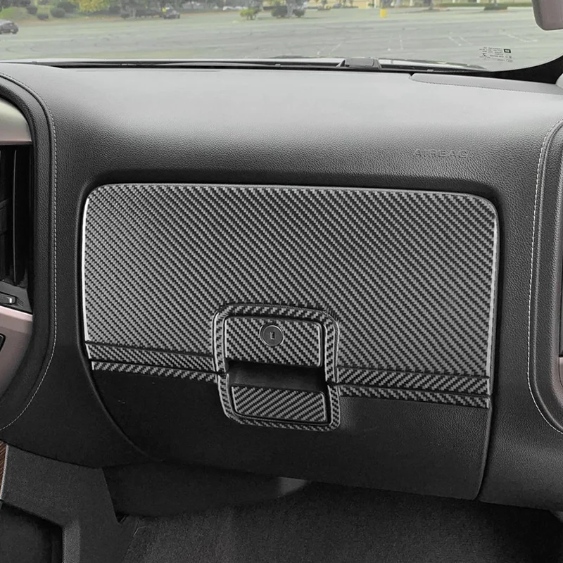 Serat karbon untuk Chevy Silverado GMC Sirrra 1500 2014-2018 Co-Pilot kotak penyimpanan sarung tangan Trim Aksesori Interior