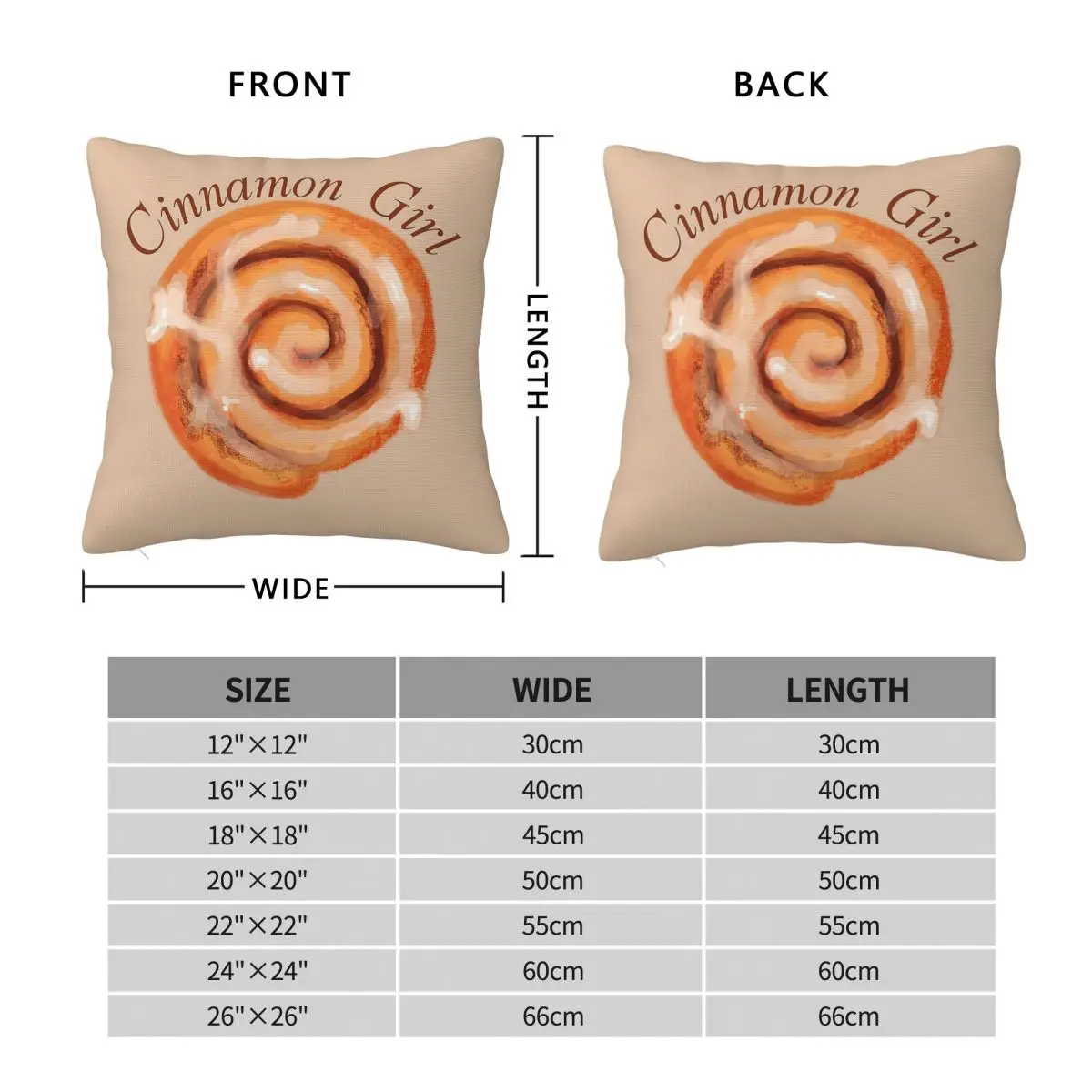Cinnamon Roll Girl Square Pillowcase Polyester Linen Velvet Printed Zip Decorative Car Cushion Case 45x45