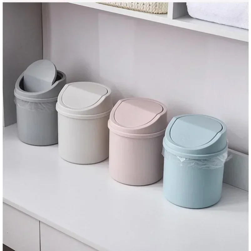 

Mini Desktop Bin Small Trash Can Tube with Cover Bedroom Trash Can Garbage Can Clean Workspace Storage Box Home Desk