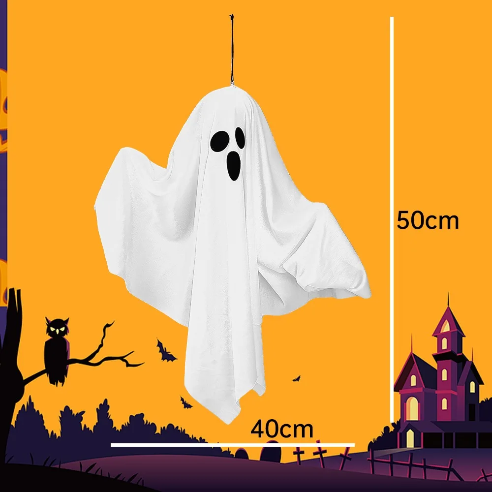 Halloween LED Glow Ghost Lights polyester button battery Night Light home party Haunted House Horror Hanging Decoration Supplies