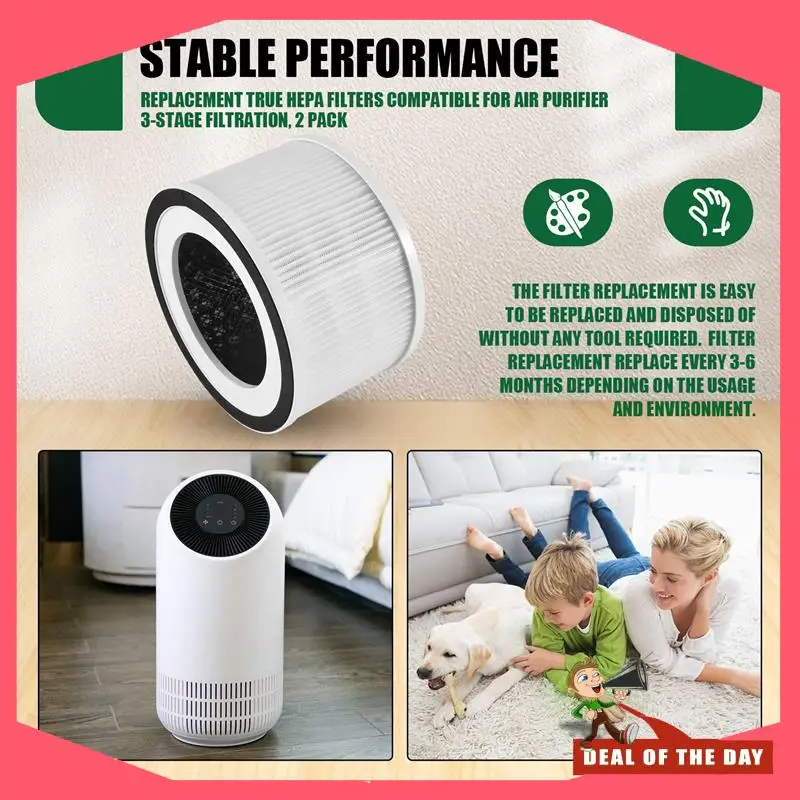 Consegna in 24 ore di ricambio True HEPA filtri compatibili con Afloia Fillo/Halo/Allo purificatore d'aria filtrazione a 3 stadi, confezione da 2