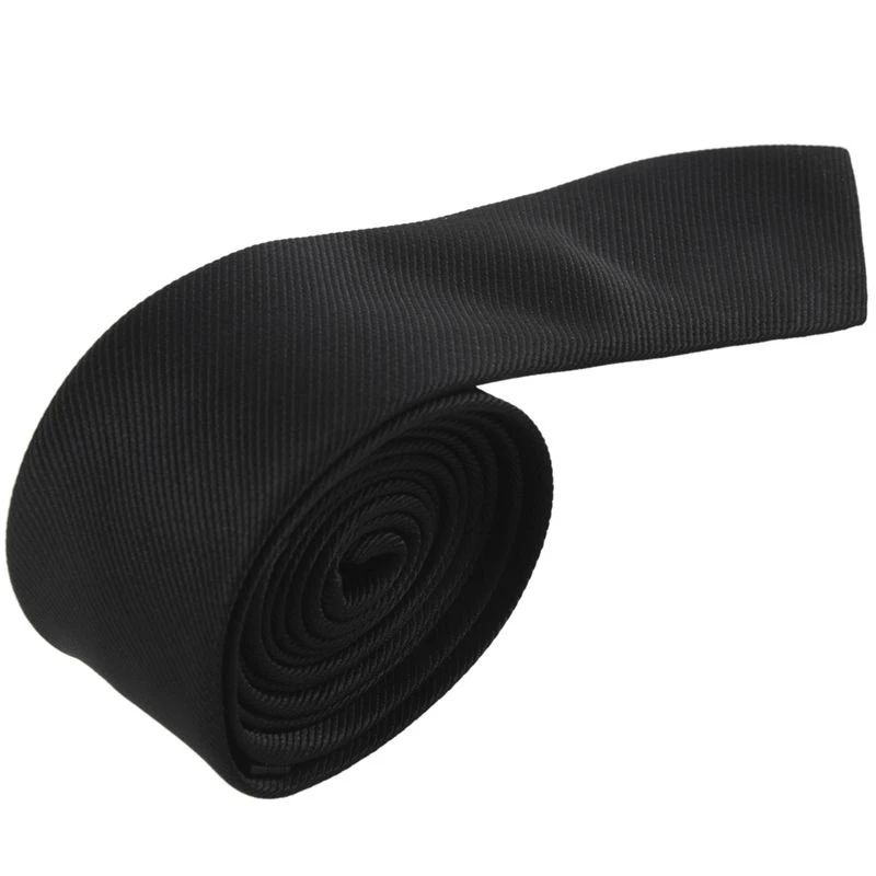 Hot kf-2 Pcs 2 Inch Wide Stripes Pattern Self Tie Skinny Necktie Black For Woman