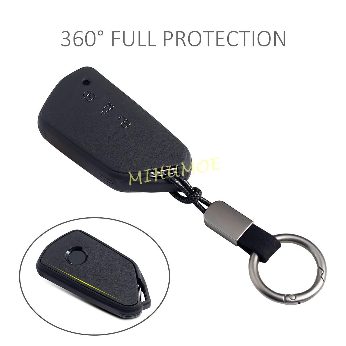 Matte Black Car Key Fob Cover Case Keychain Ring For VW Golf GTI R MK8 ID.3 ID.4 Cupra Born Formentor Seat Leon Tarraco Ateca