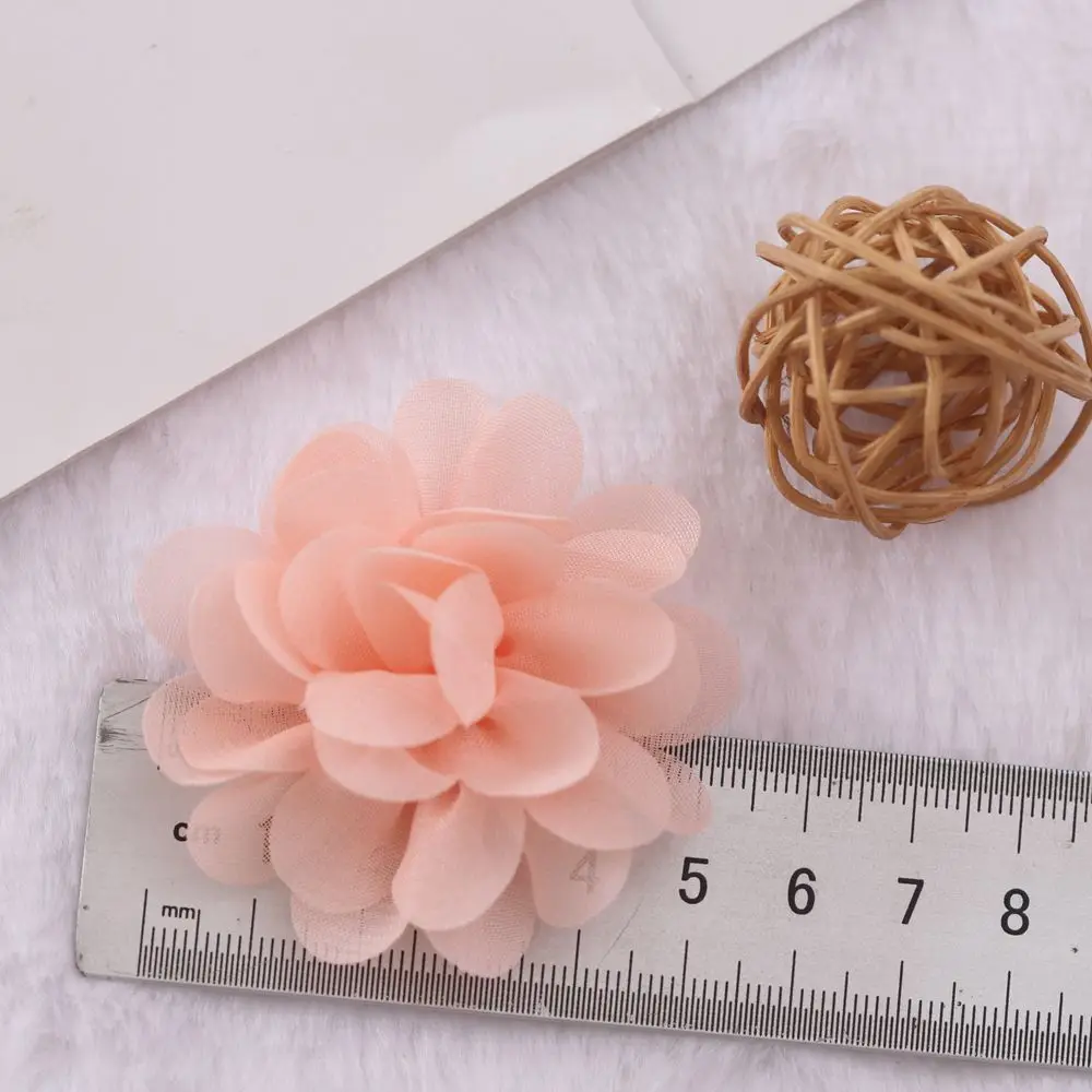 5 cm Satin Mini DIY Blumen Kinder Boutique Chiffon Blumen Weihnachten Hochzeit Mädchen Haarspangen oder Keine Clips Zubehör 30 teile/los – Detail 5