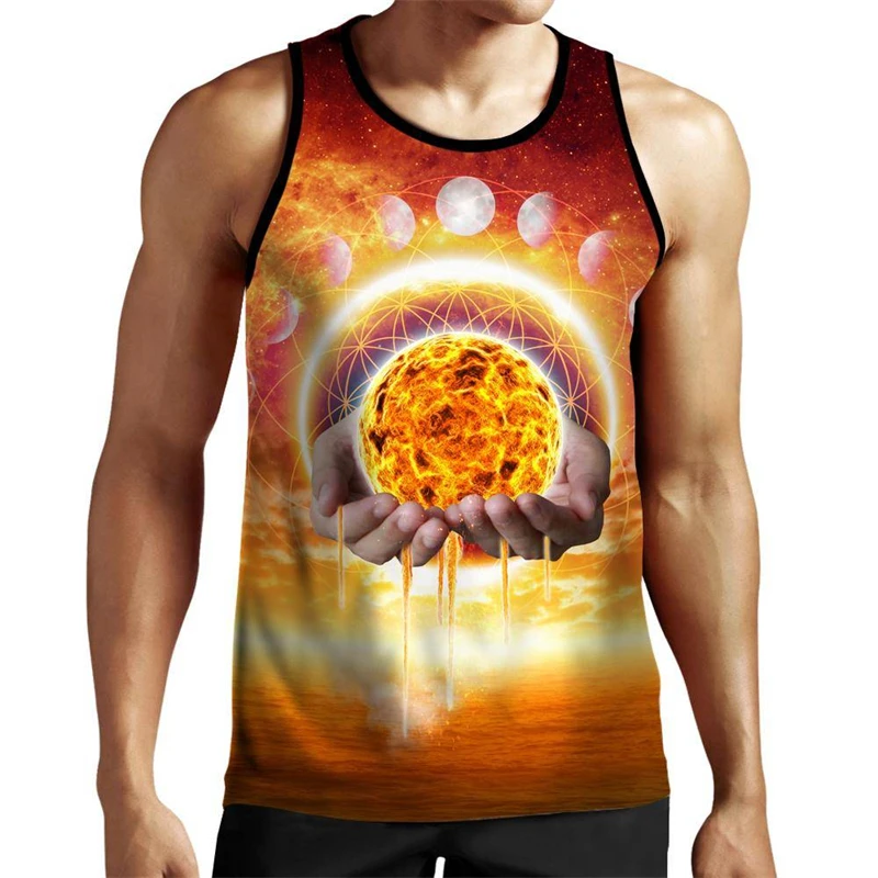 Outer Space 3D Printed Tank Top Casual Funny Anime Graffiti Sleeveless Vest Men Streetwear Fitness Singlet Oversize 6XL Men Tops