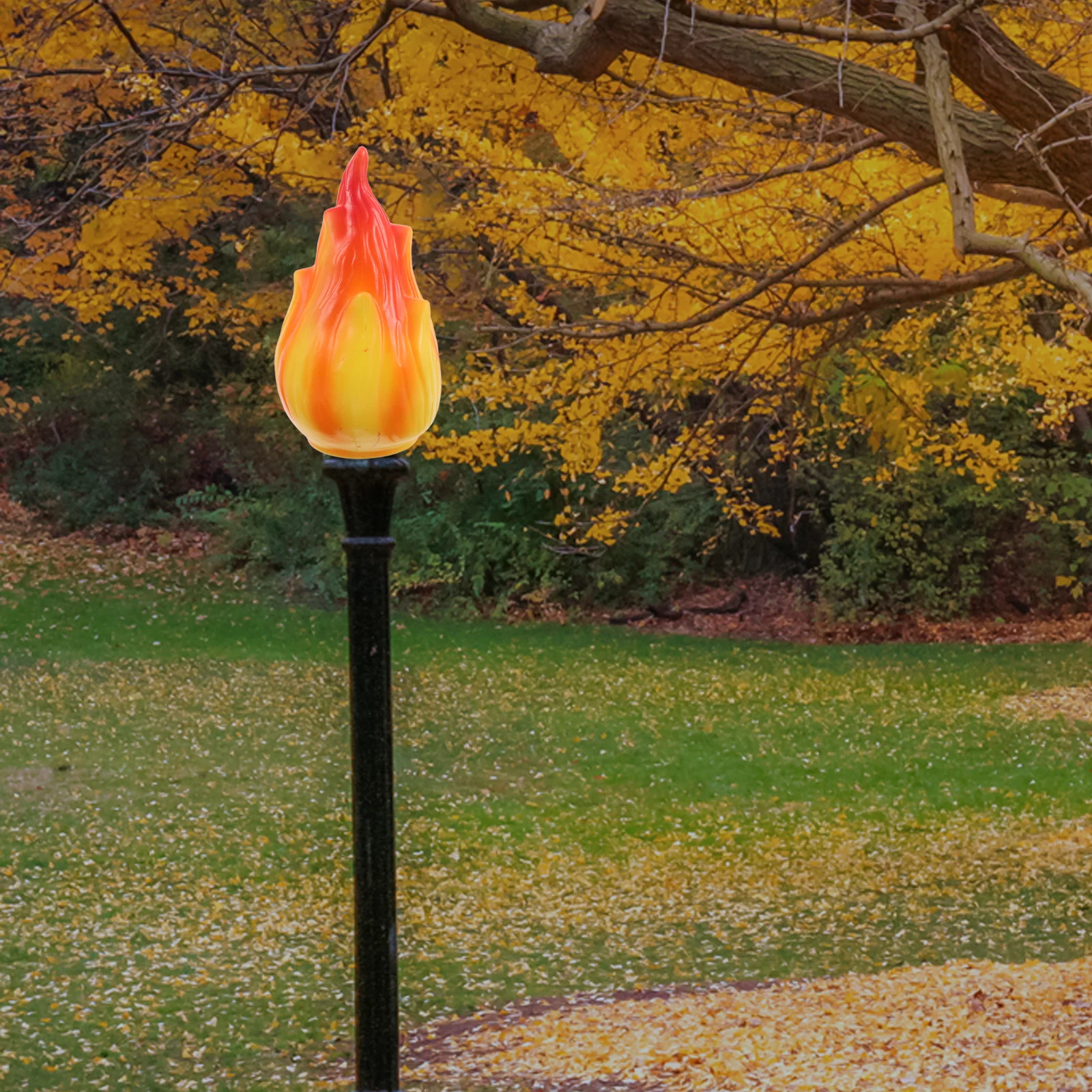 

2 Pcs Flame Light Lamp Cover Shaped Shade Solar for Garden Part Replacement Shades Yellow Parts