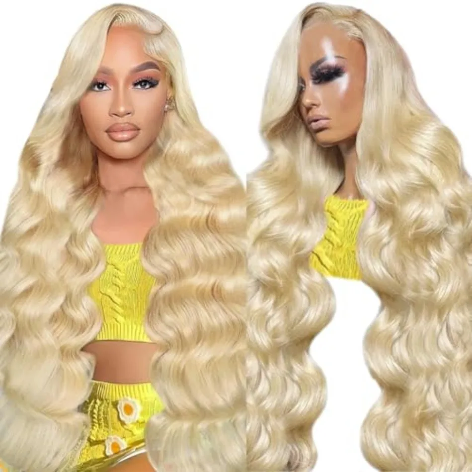 

38 Inch Body Wave Human Hair Wigs 613 Blonde 13X6 Hd Lace Frontal Wig 100% Human Hair 250 Density Pre Plucked Brazilian Hair Wig