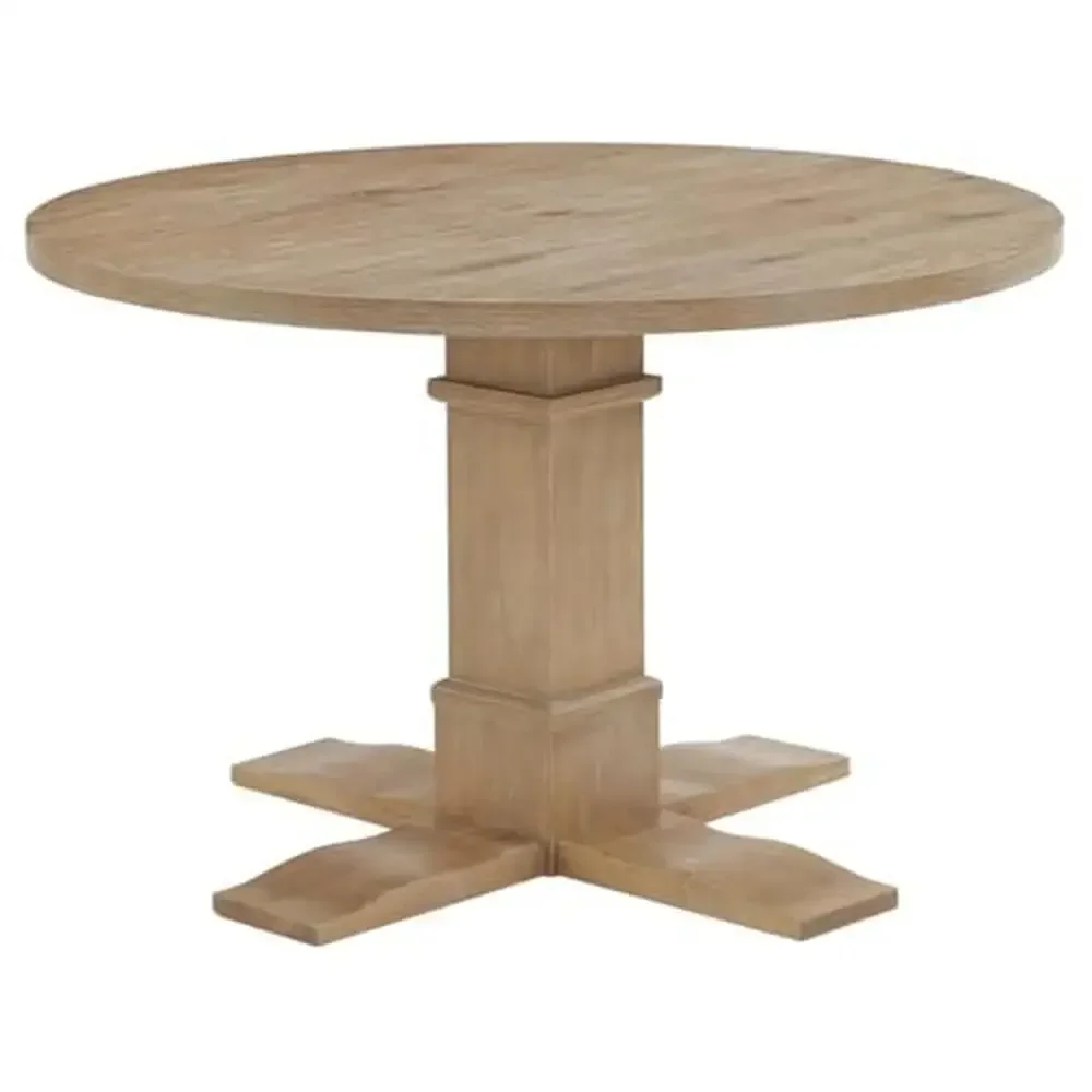 Farmhouse Rustic Brown Round Dining Table 47.25