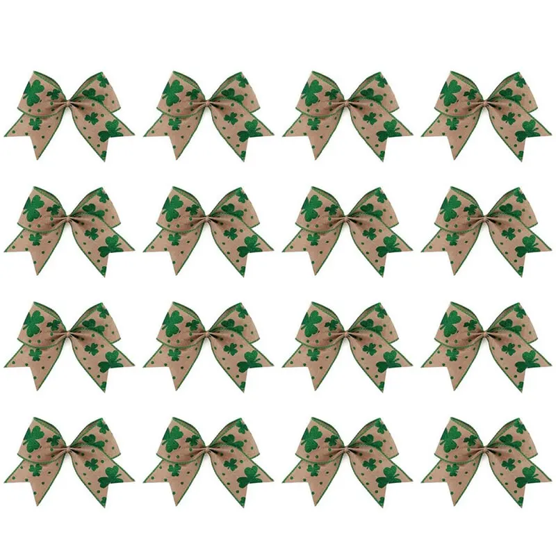 

16 шт. тканевые рождественские галстуки-бабочки для венка и настольных украшений, праздничные акценты, подходящие для настенных и настольных сезонных дисплеев