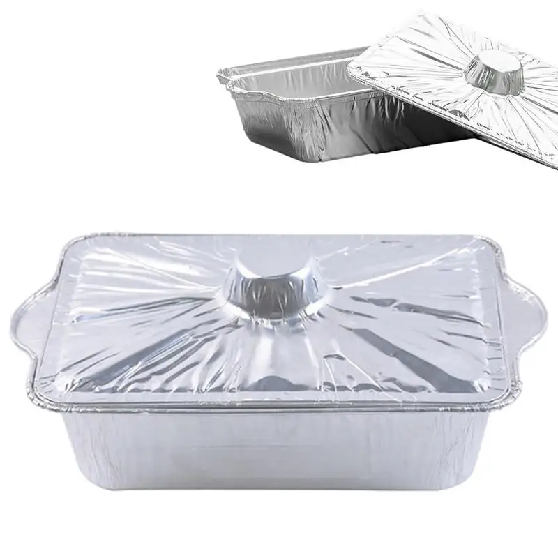 Round Aluminum Pans With Lids Portable Food Container Air Fryer Liners Dishwasher Safe Foil Baking Pans Oven Box for Baking