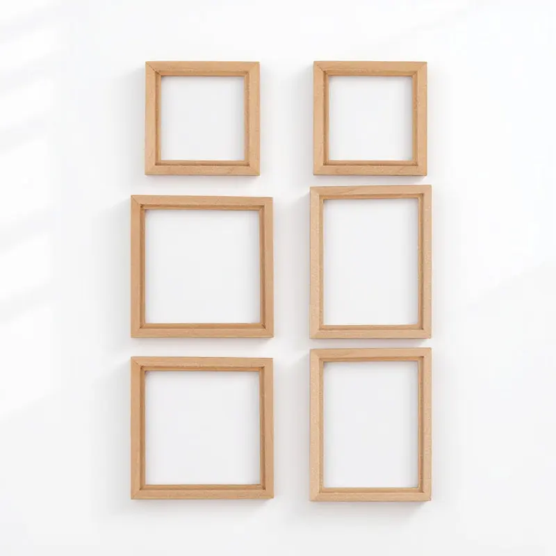 

6Pcs Miniature Photo Frame Mini House Decors Natural Wood Simulation Picture Frame Craft Micro Landscape Props Decorative