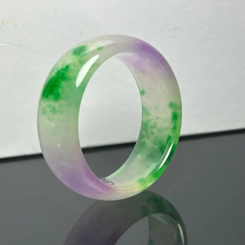 

Certified Natural Myanmar Purple Green Jade jadeite tyre bracelets bangle 59MM