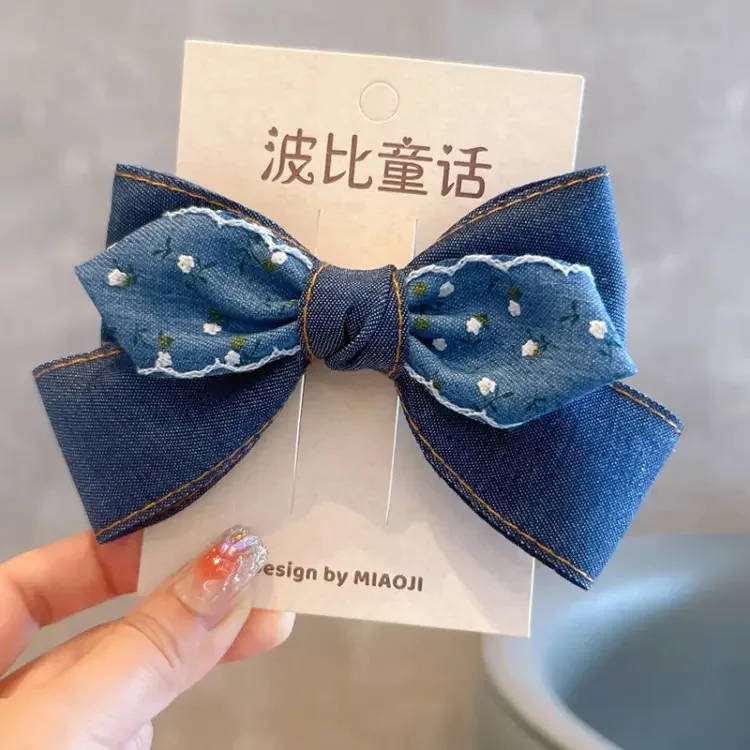 blue hairpins for girls female accessories hair bows girls things for hair accessories flower hair clip popular product 2024