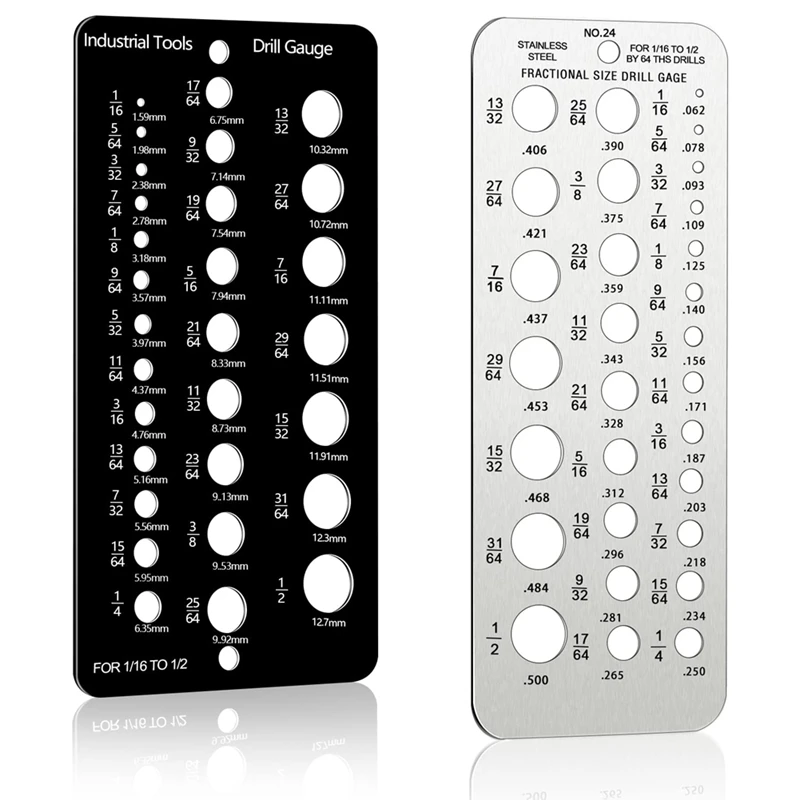 Medidor fracionário do tamanho da broca do calibre do bocado de broca, calibre métrico do bocado de broca de 29 furos para bocado de broca de 1/16 Polegada a 1/2 Polegada