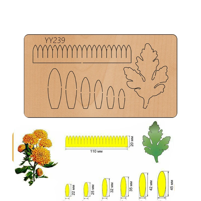 

-Wooden Die Cutting Process Rose Flower Knife Mold, ChrysanthemumYY239 Cutting Compatible With Most Manual Die Cutting Dies