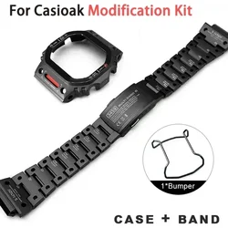 Stainless Steel Refit Mod Kit For Casioak DW5600 DW5610 GW-M5610 Metal Watch Bezel Case Frame Steel Band Accessaries Repair Tool