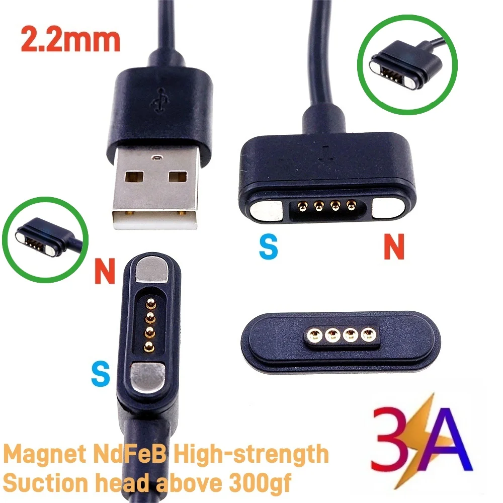 1/3/5/20Pairs Magnetic Pogo Pin Connector 4 Pin 1A 2A 3A Spring Loaded 2.2 2.54 3.0 MM Male Female DC Power Socket Contact