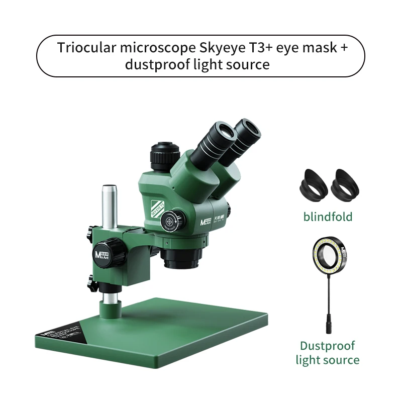 MaAnt T3 0.65-5.8X Continuously Multiplied Trinocular Stereo Microscope with LED Ring Light Phone PCB Soldering Microscope