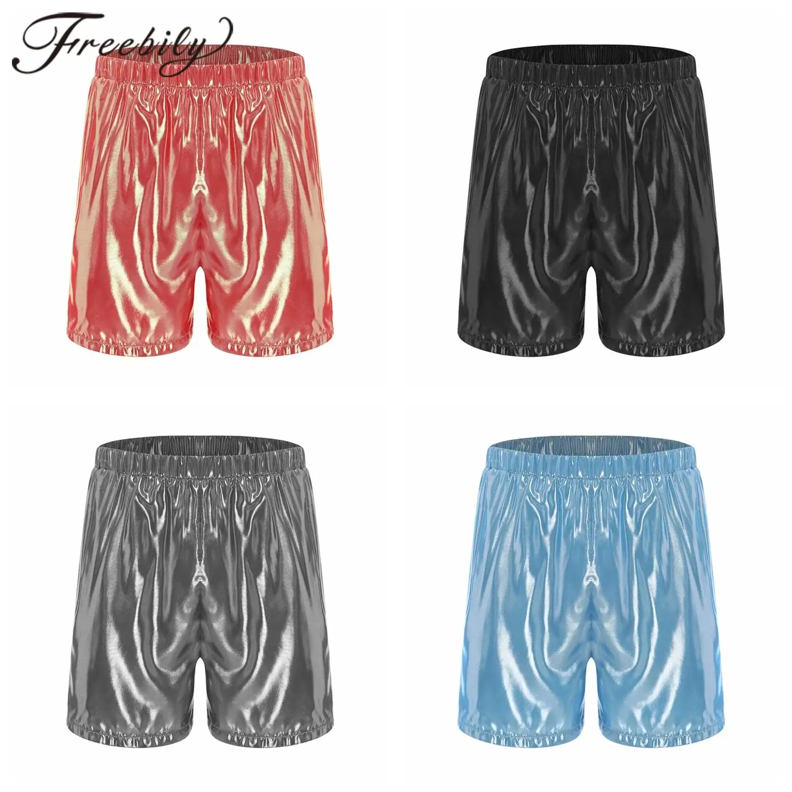 Mens Swimwear Swimming Trunks Glossy Bottoms Beachwear Sun Bathing Beach Shorts Elastic Waist Boxer Shorts Loose Short Pants
