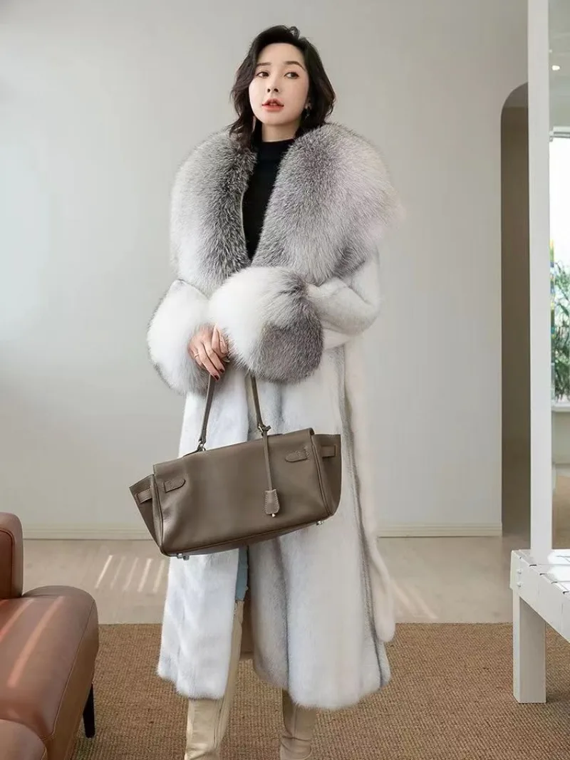 Cross Internet Celebrity Faux Mink Coat 2025 Autumn Winter New fur Socialite Coat fox Imported fur Collar Mink Coat Mink fur