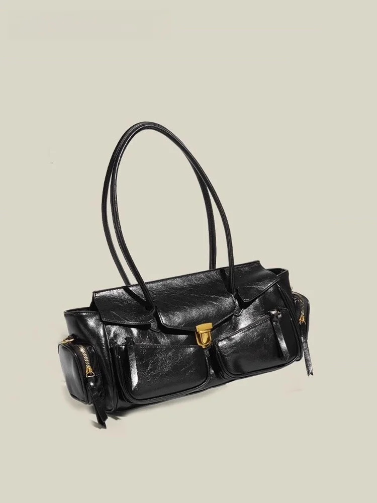 

Крутая милая мотоциклетная сумка в стиле ретро, большая сумка через плечо на одно плечо для женщин, модная мягкая сумка из искусственной кожи