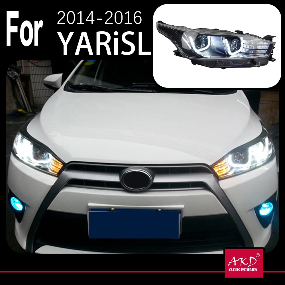 AKD Car Model Head Lamp for Toyota Yaris Headlights 2014-2016 Yaris L LED Headlight LED DRL Hid Bi Xenon Auto Accessories