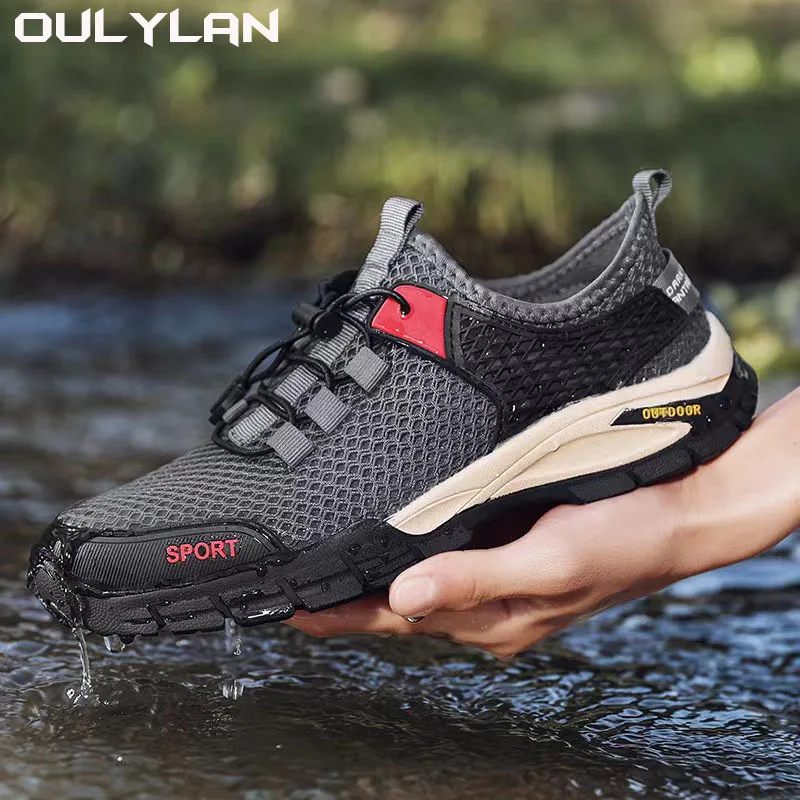 

Oulylan Men's Breathable Climbing Shoes River Walking Camping Trail Shoes Lightweight Anti Slip Shoes Outdoor Wading Sneakers