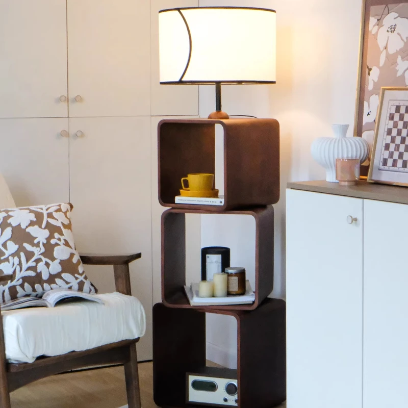 Solid Wood Tricolor Floor Lamp Creative Luxurious Floor Lamps Living Room Bedroom Storable Lighting Light Study Storage Lights