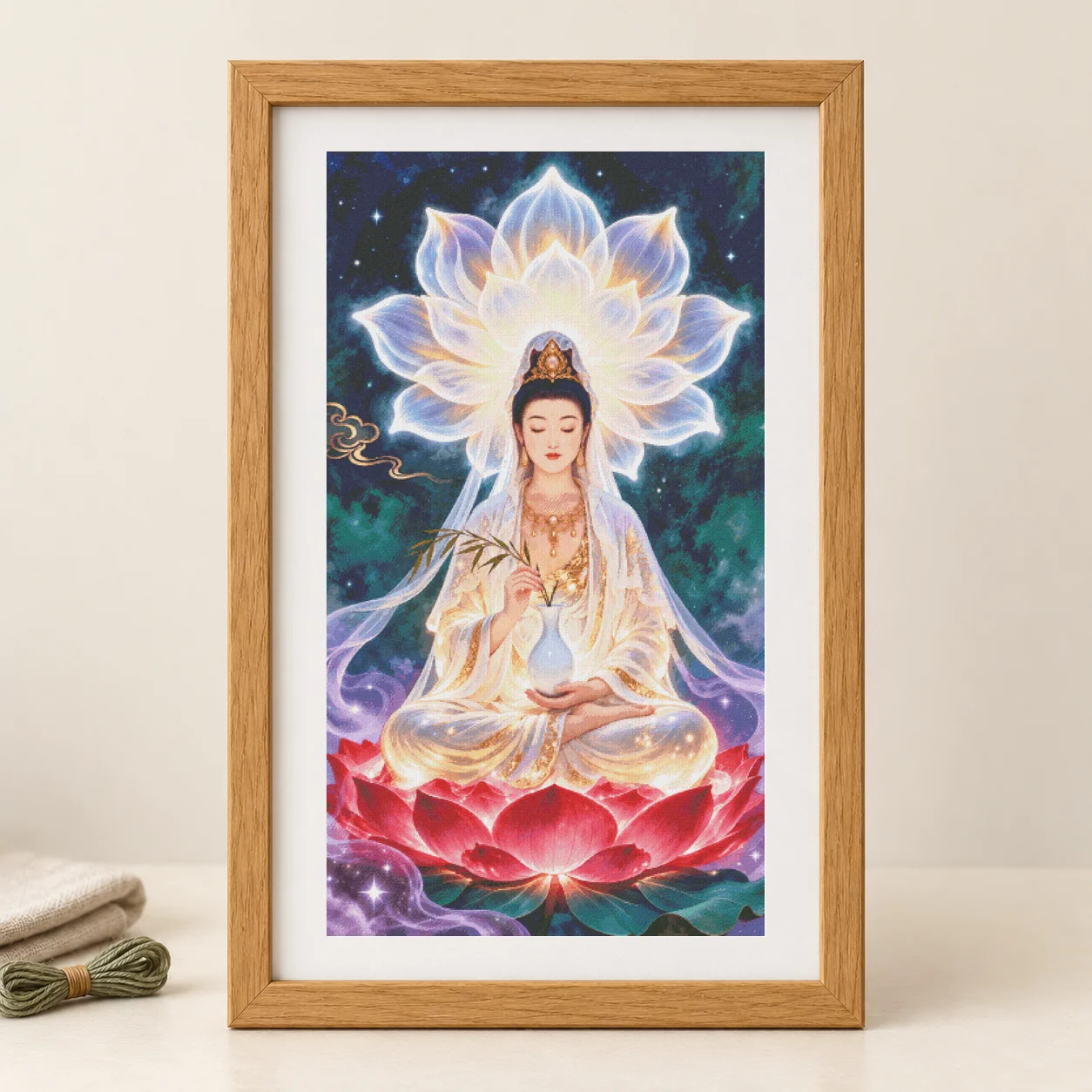 Cross Stitch Stamped Kits Beginners - [ZZ9503-Bodhisattva Avalokiteshvara del Loto Prospere] Kit