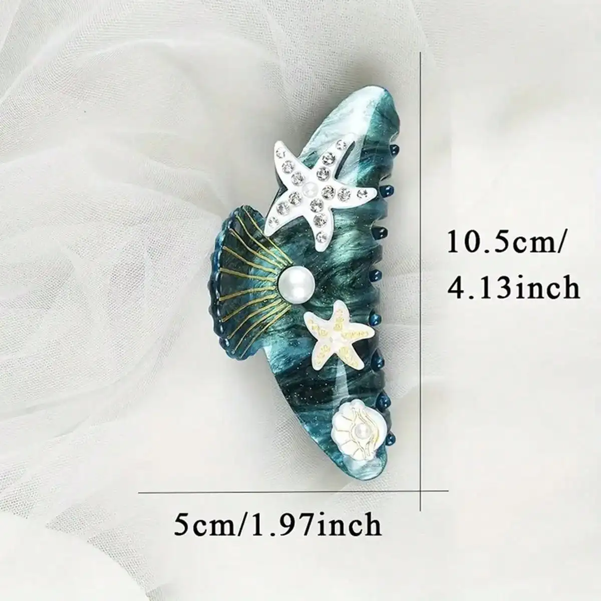 1pc ocean style hair clip with rhinestones and imitation pearls - Bohemian sweet oval hair clip,