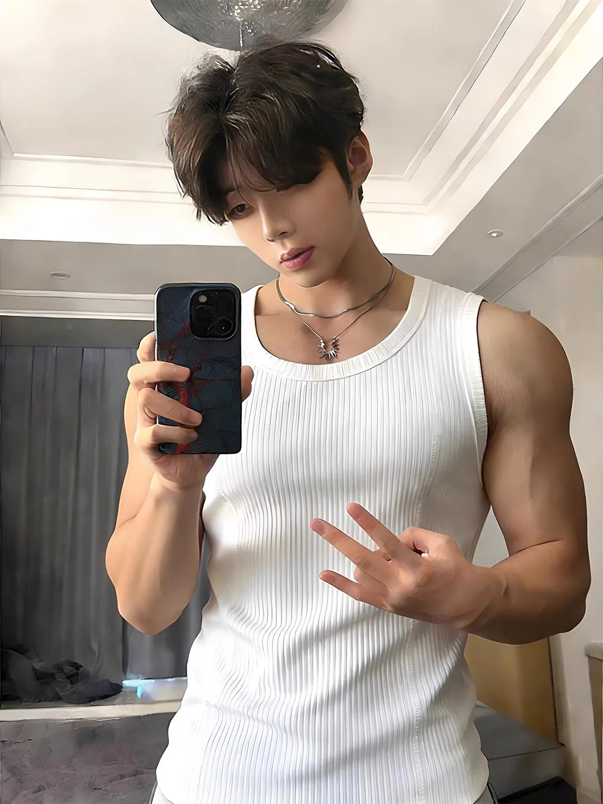 Ice Silk Sleeveless Fitness T-Shirt Vest Men Summer White Muscle Fitness Sports Sweatshirt Overhead Youth Casual round Neck