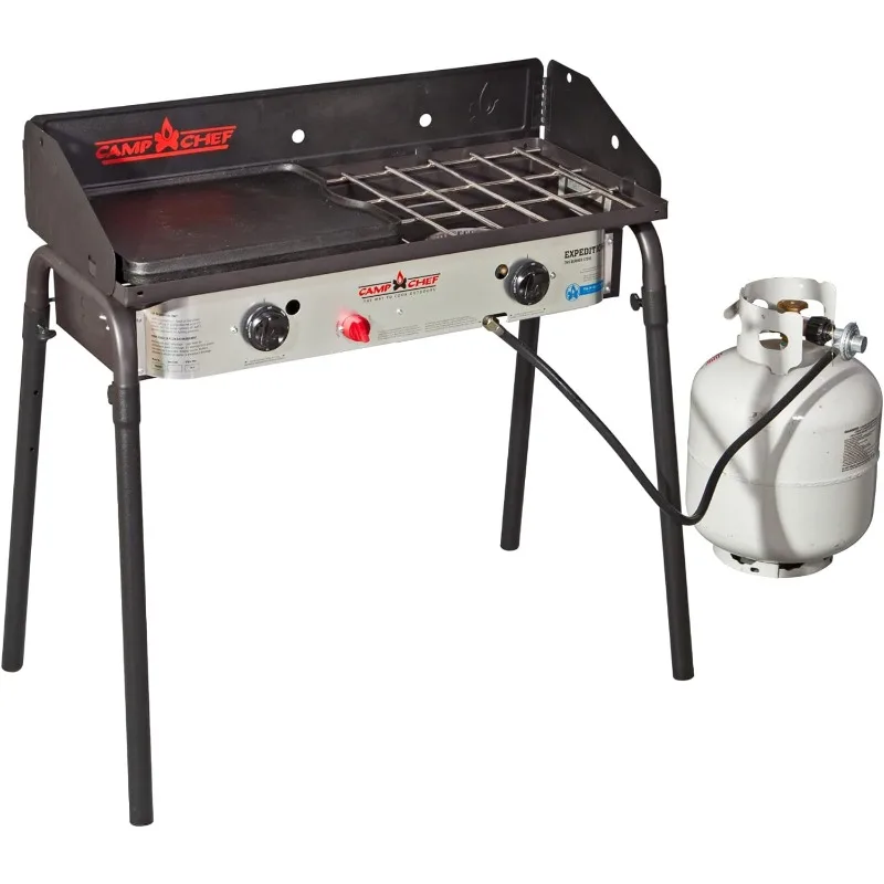 Camp Chef Expedition Two-Burner Stove - Portable Camping Cook Stove for Outdoor Cooking - Comes with Fry Griddle