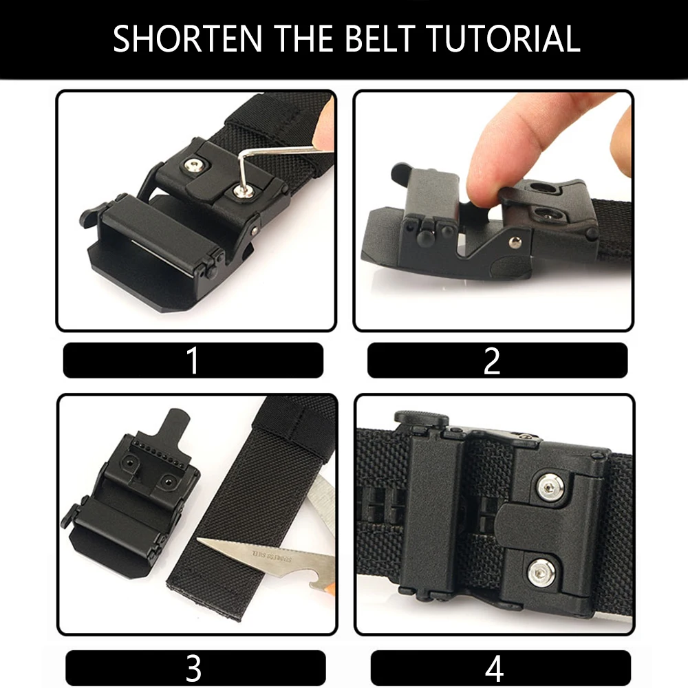TUSHI Harter taktischer Waffengürtel für Männer, Metall, automatische Schnalle, dickes Nylon, Polizei-Militärgürtel, lässiger Gürtel, IPSC-Gürtel für Männer – Detail 13