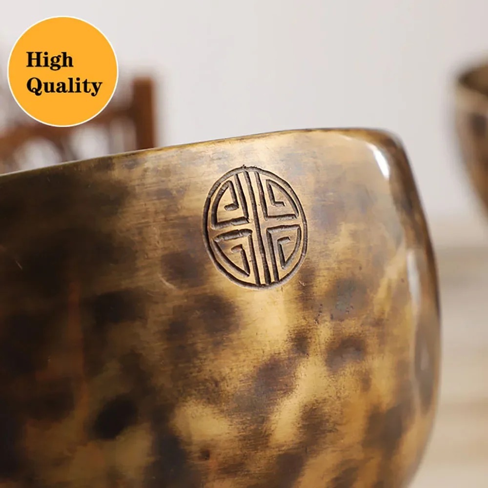 Large Full Moon Brass Tibetan Singing Bowl Authentic Nepal Handmade Meditation Bowl for Chakra Healing Yoga Spiritual Gifts