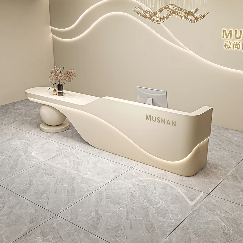 Beauty Luxury Reception Desks Executive Shelves Modern Aesthetic Desks Organizers Design Company Mostrador Trendy Furniture