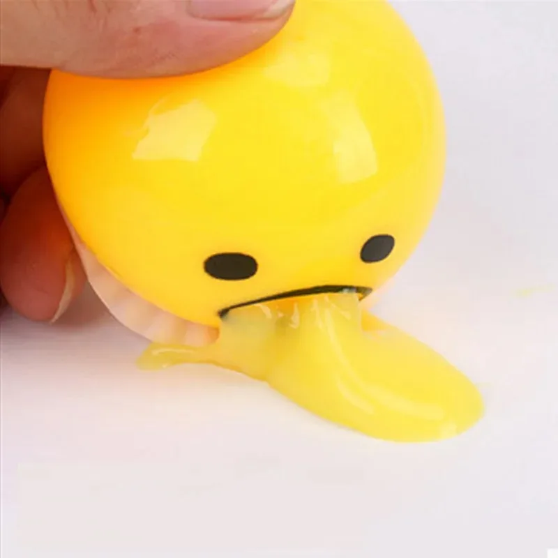 A-Novelty Gag Toy Practical Jokes Anti stress Vomiting Egg Yolk Lazy Brother Fun Gadget Squeezed Smiley face Creative Gift