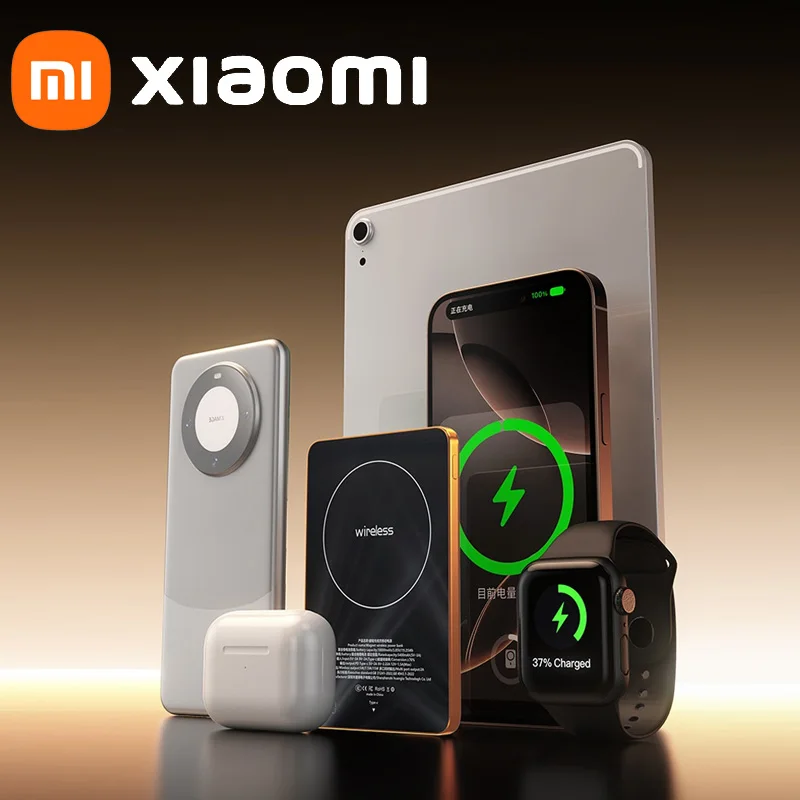 بطارية باور بانك مغناطيسية Xiaomi 10000mAh 3 في 1 QI 15 وات شحن سريع لاسلكي مع شاشة ذكية لساعة iPhone Airpods #6