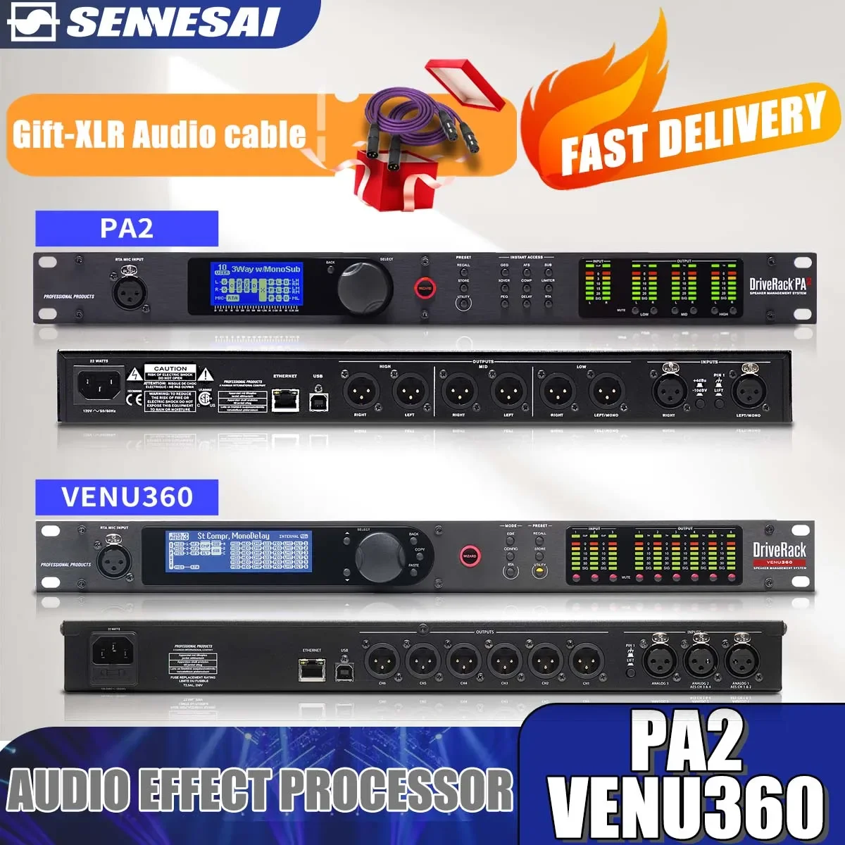 PA2 / Venu360 audio processor of 2 inputs and 6 outputs, original software, professional audio controller, professional speaker