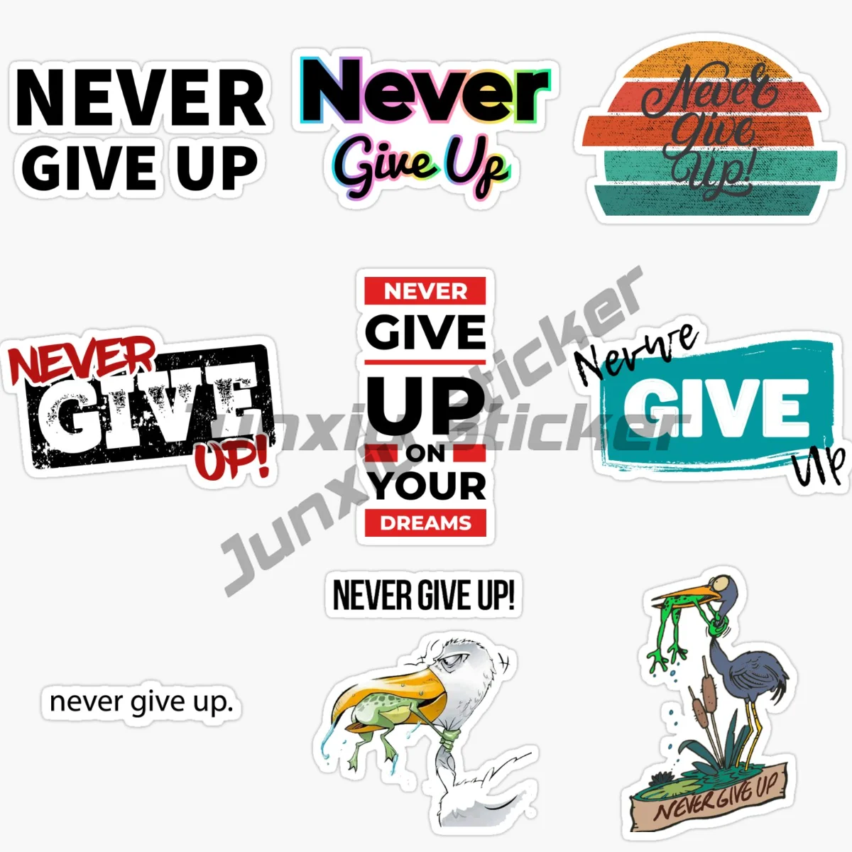 

WE NUH GIVE UP NEVER GIVE UP Creative Off-road Car Stickers Luggage Helmet Skateboard Bike Motorcycle Vinyl Self-adhesive Decal