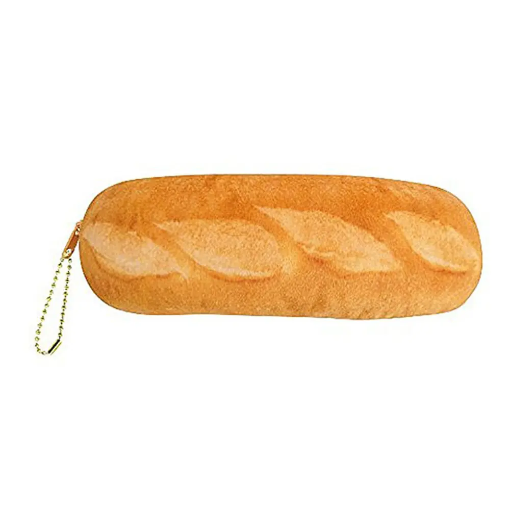 Simulation French Bread Pencil Bag Large Capacity Zippered Pencil Case Purse Wallet for School Stationery Coin Bag