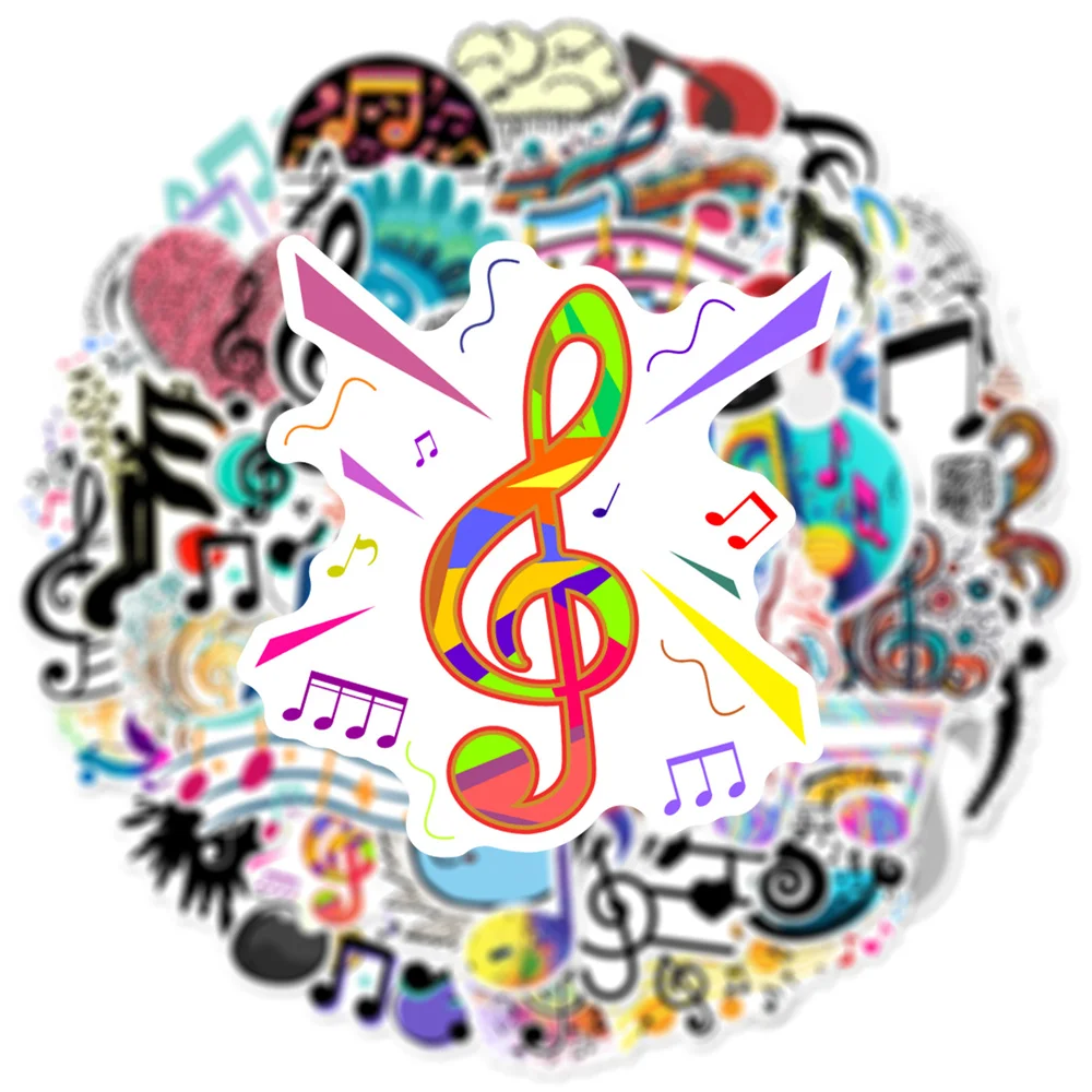 60pcs Aesthetic Music Symbols Graffiti Stickers For Laptop Phone Guitar Suitcase DIY Sticker Retro Scrapbooking Supplies