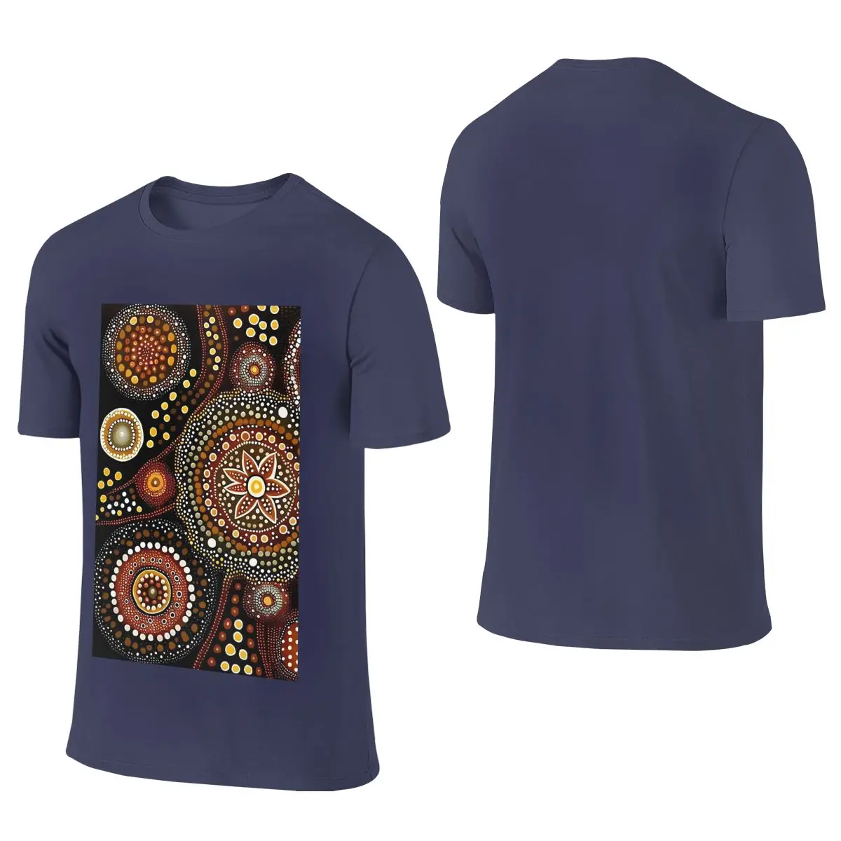 Aboriginal Art Print - Dot Painting Hong Kong Style Reversible T-shirt Retro Trendy Brand   T-shirt