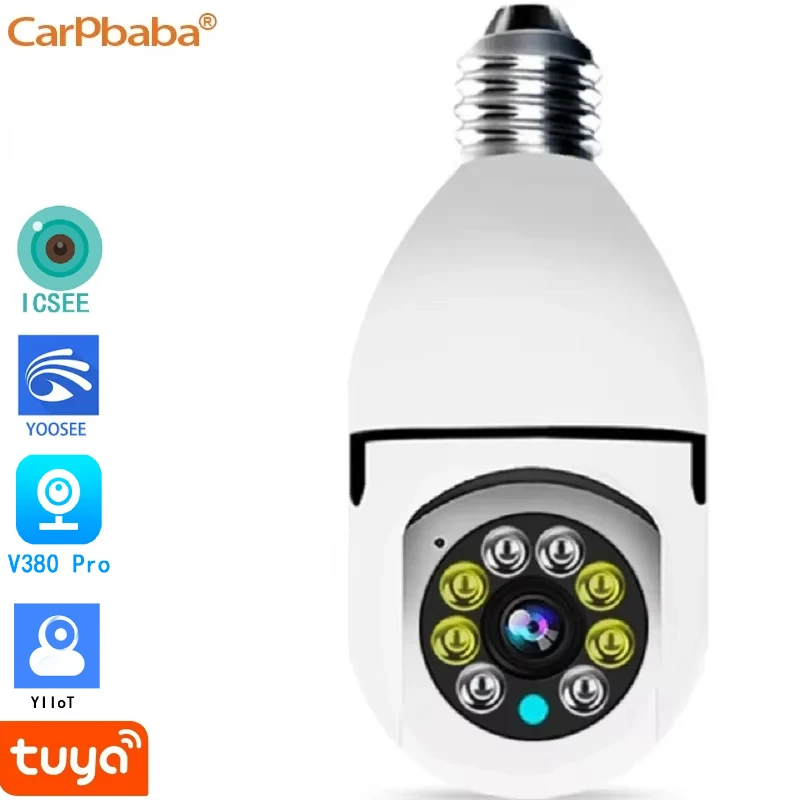 CARPBABA ICSEE 1080P Wifi Bulb E27 Surveillance Camera Full Color Night Vision 360° Rotating Tracking Two-way Talk Smart Home