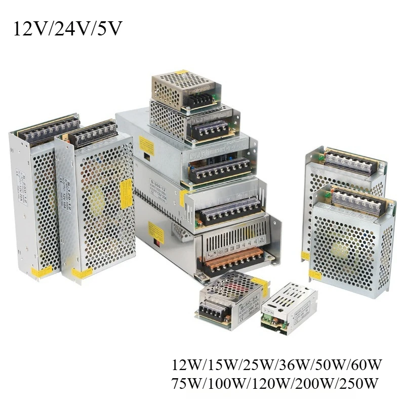 

Трансформаторы освещения 110 В 220 В постоянного тока 5 В 12 В 24 В 24 Вт 36 Вт 48 Вт 60 Вт для адаптера питания светодиодной ленты видеонаблюдения