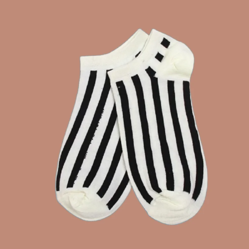 5/10 Pairs Summer New Vertical Striped Men's and Women's Low-cut Casual Socks Shallow Mouth Short Socks Polyester Cotton Socks