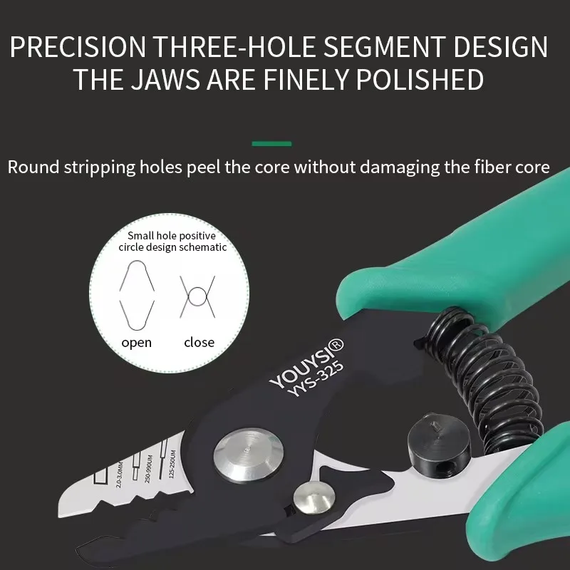 YOUYSI 3-port Fiber Stripper Fiber Stripping Pliers / Wire Strippers Three Hole Stripper Plier لأداة ميلر الصلب #3